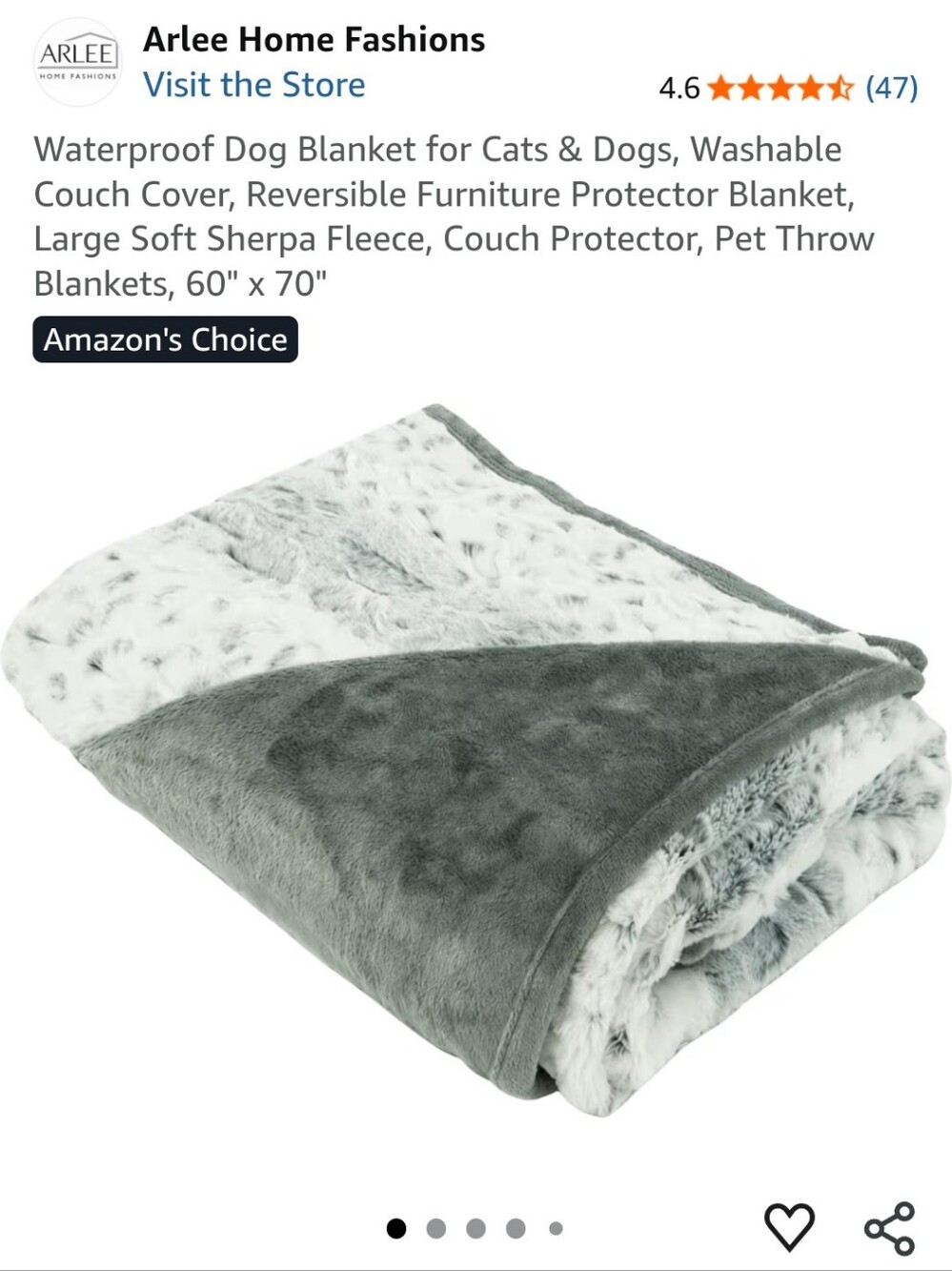 Reversible Sherpa Pet Blanket - Gray/Cream